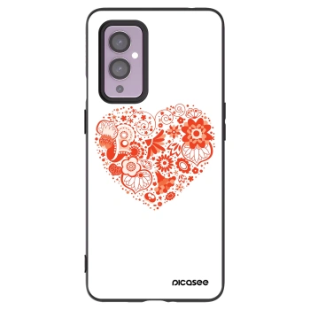 Picasee silikonowe czarne etui na OnePlus 9 - Big heart