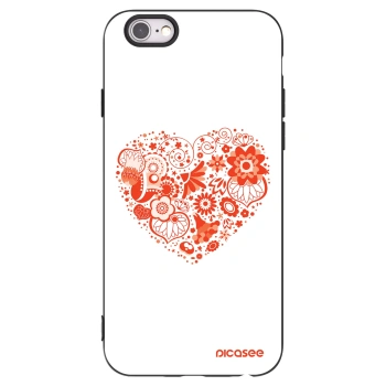 Picasee silikonowe czarne etui na Apple iPhone 6/6S - Big heart