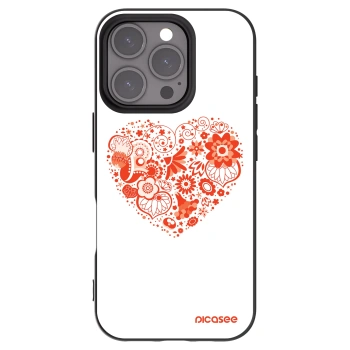 Picasee silikonowe czarne etui na Apple iPhone 16 Pro - Big heart