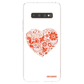Picasee silikonowe przeźroczyste etui na Samsung Galaxy S10 Plus G975 - Big heart
