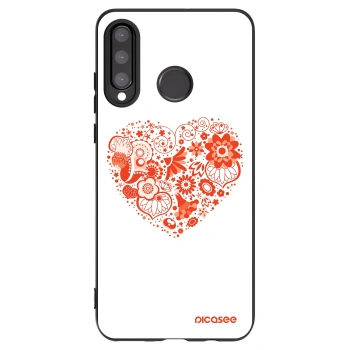 Picasee silikonowe czarne etui na Huawei P30 Lite - Big heart