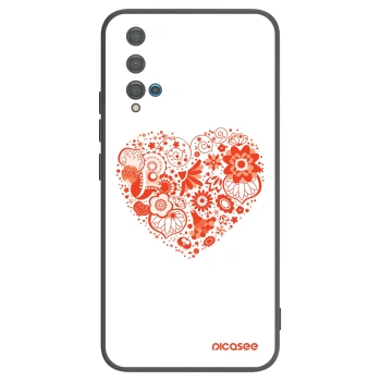 Picasee silikonowe czarne etui na Huawei Nova 5T - Big heart