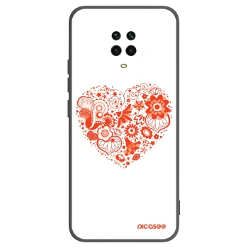 Picasee silikonowe czarne etui na Xiaomi Redmi Note 9 Pro - Big heart