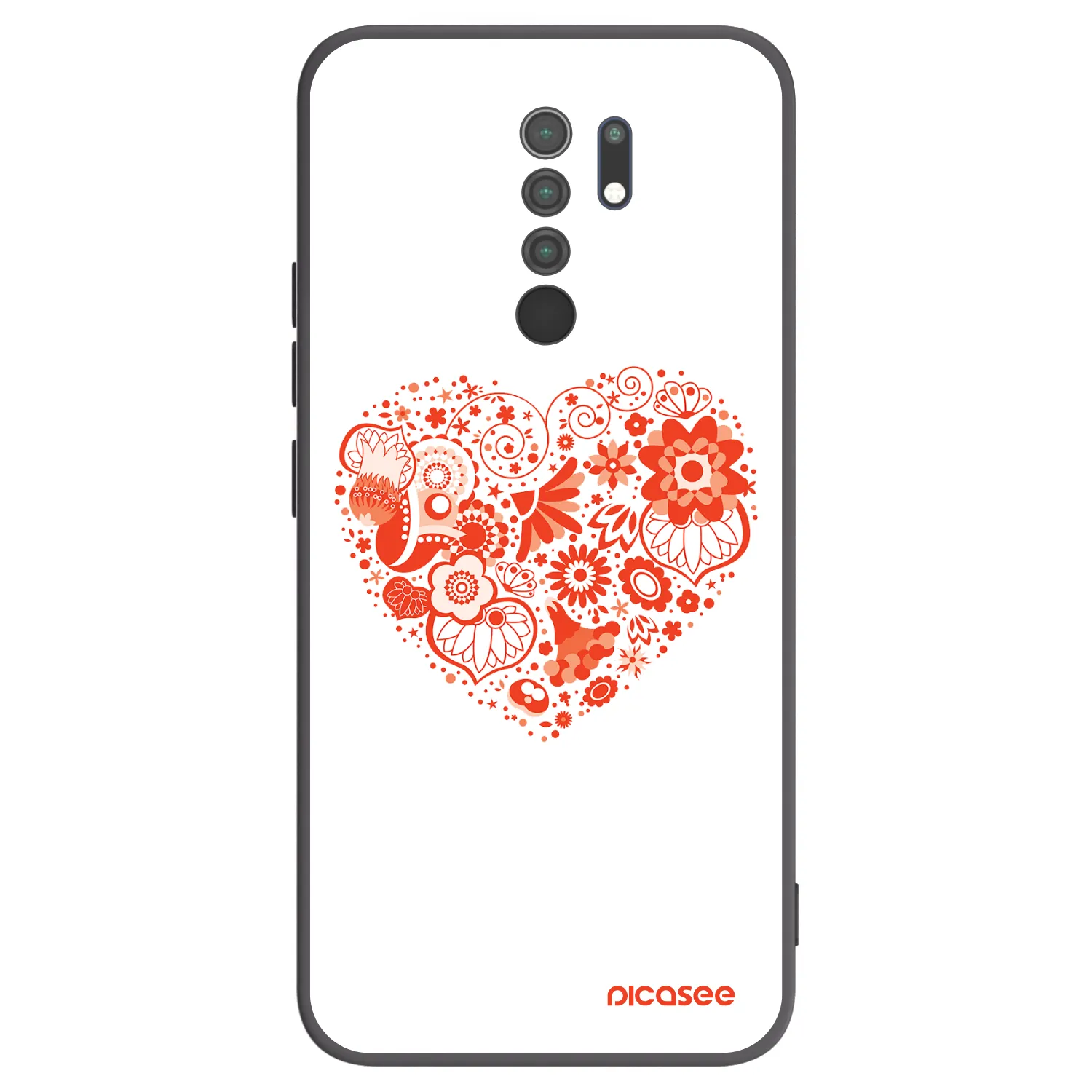 Picasee silikonowe czarne etui na Xiaomi Redmi 9 - Big heart
