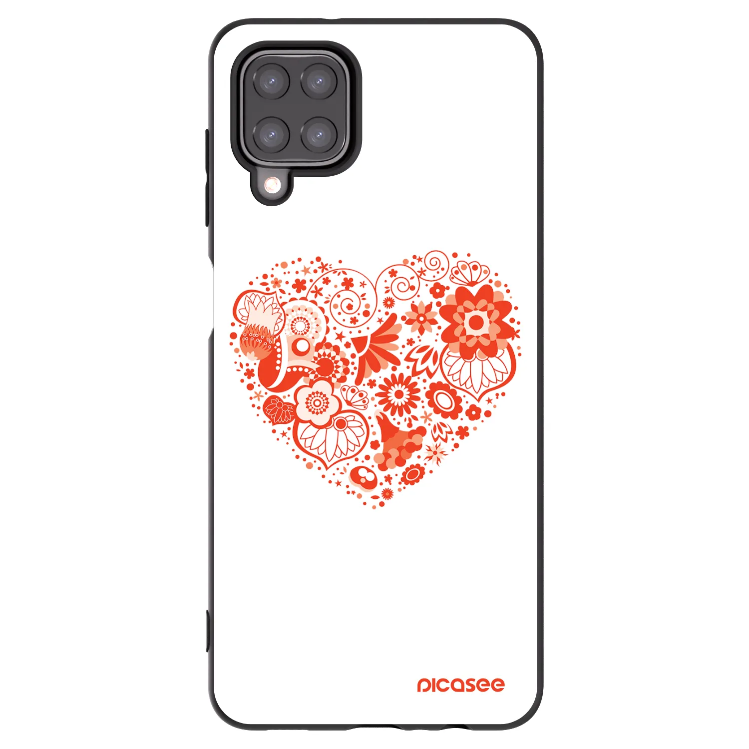 Picasee silikonowe czarne etui na Samsung Galaxy A12 A125F - Big heart