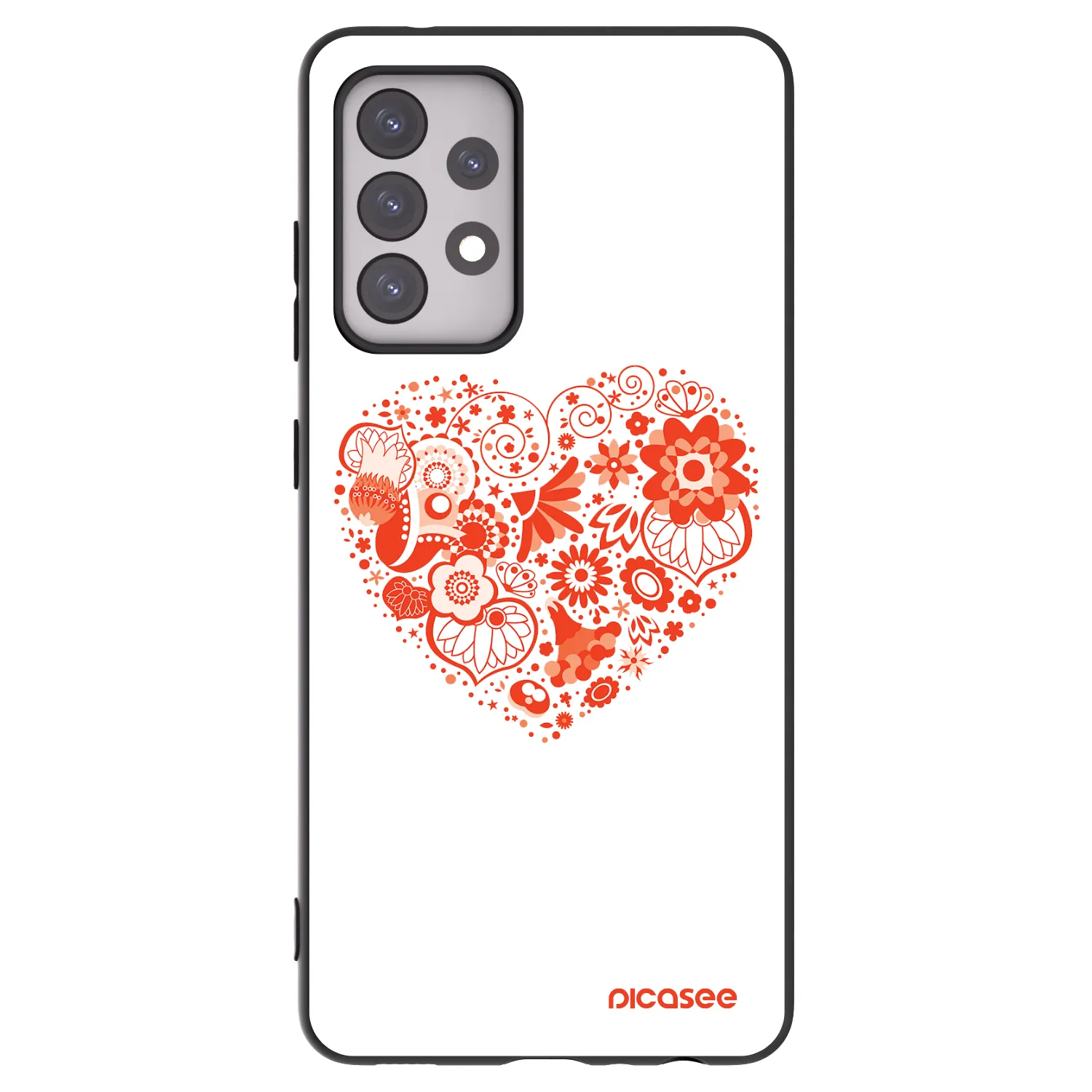 Picasee silikonowe czarne etui na Samsung Galaxy A52 5G A525F - Big heart