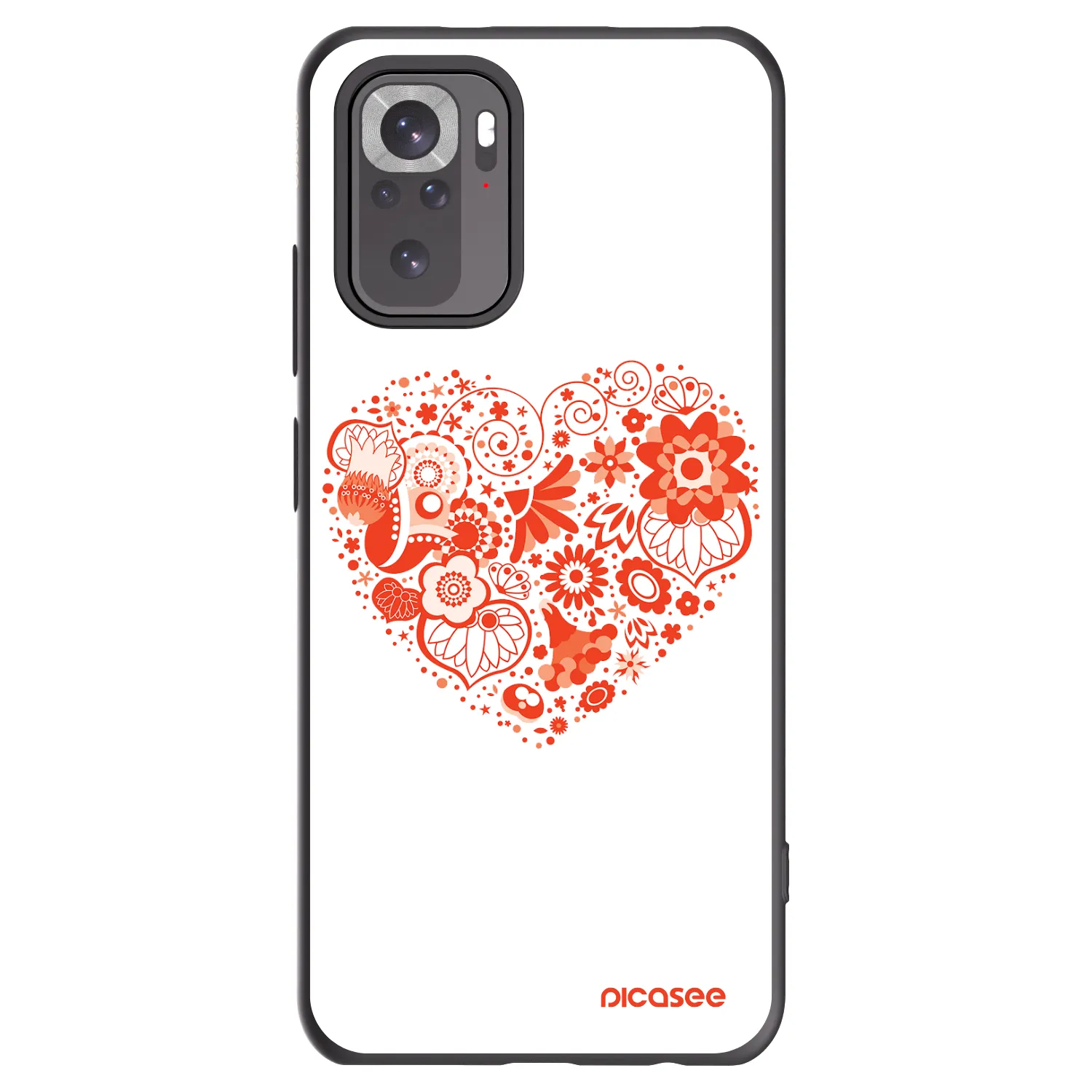 Picasee silikonowe czarne etui na Xiaomi Redmi Note 10S - Big heart