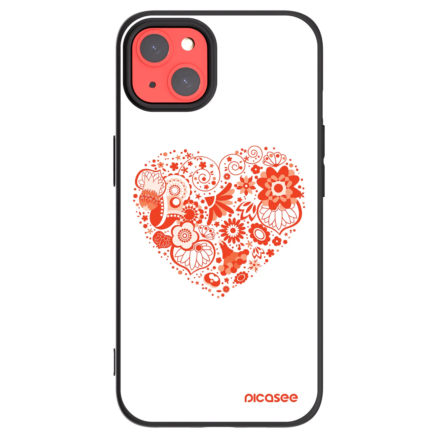 Picasee silikonowe czarne etui na Apple iPhone 13 - Big heart