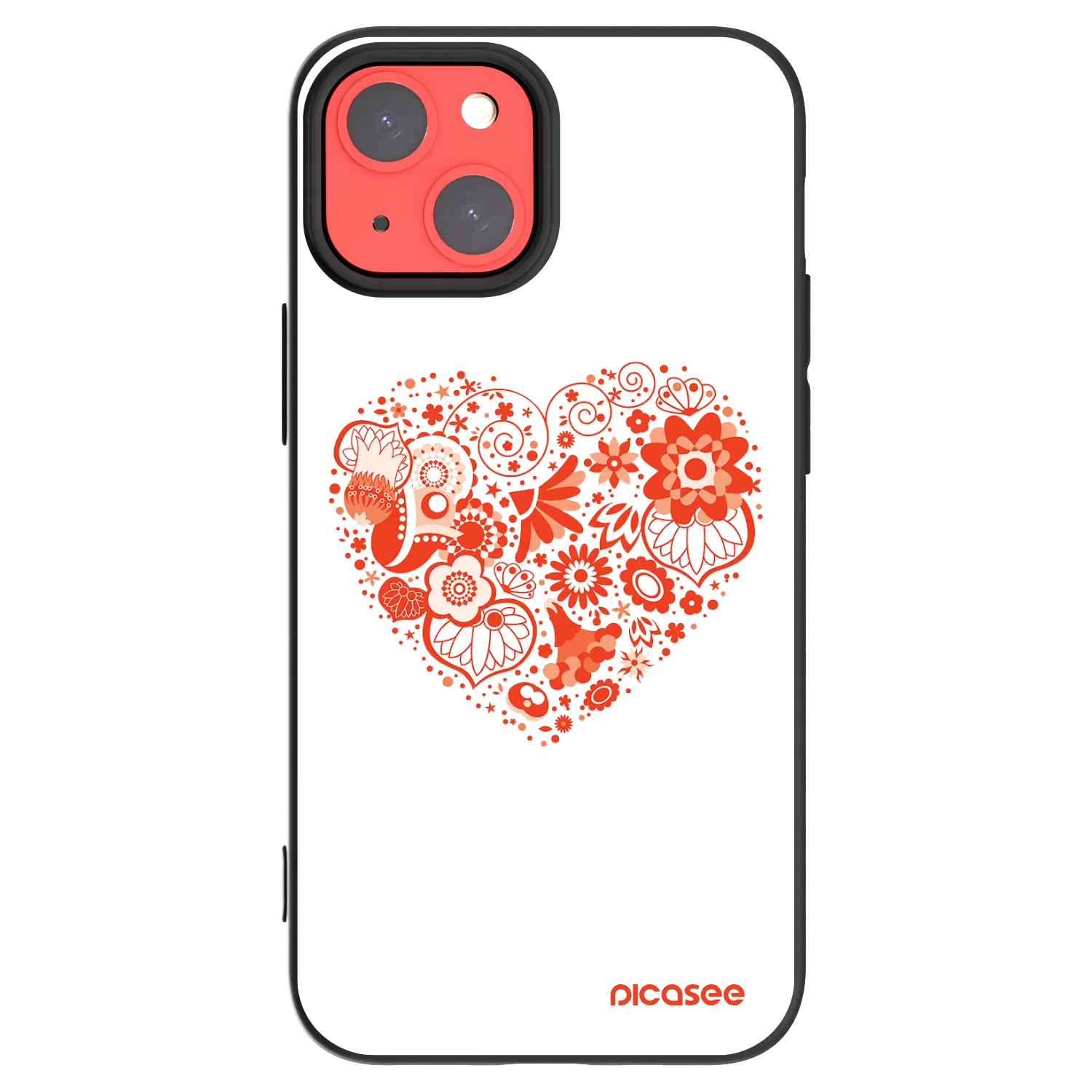 Picasee silikonowe czarne etui na Apple iPhone 13 mini - Big heart