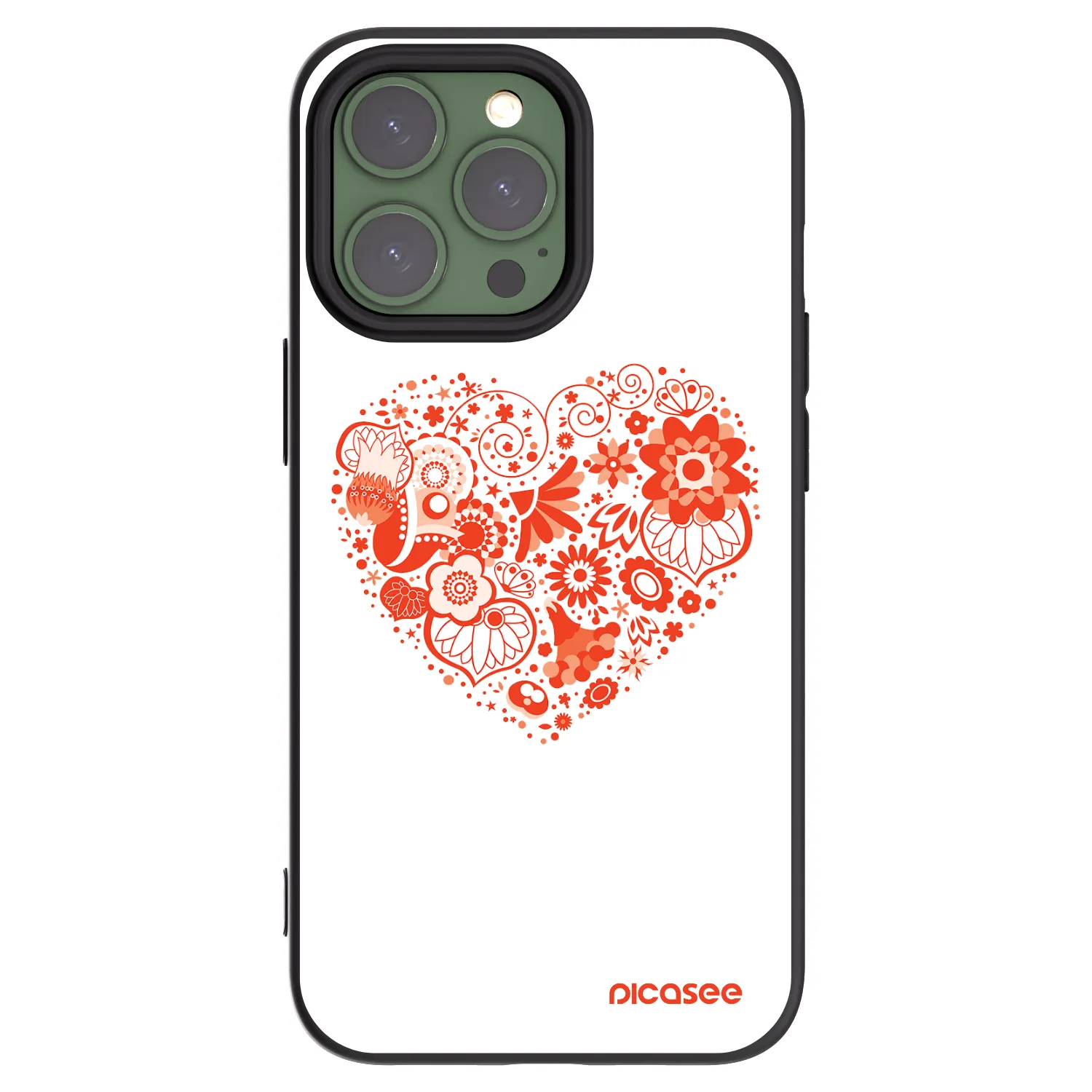 Picasee silikonowe czarne etui na Apple iPhone 13 Pro - Big heart