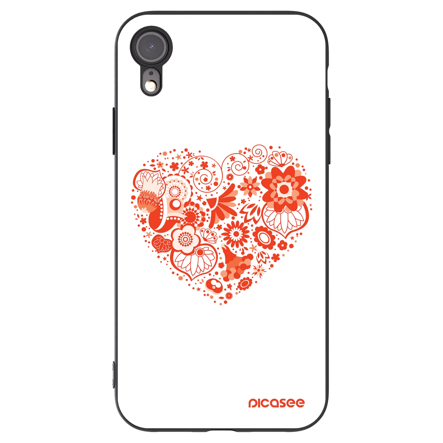 Picasee silikonowe czarne etui na Apple iPhone XR - Big heart