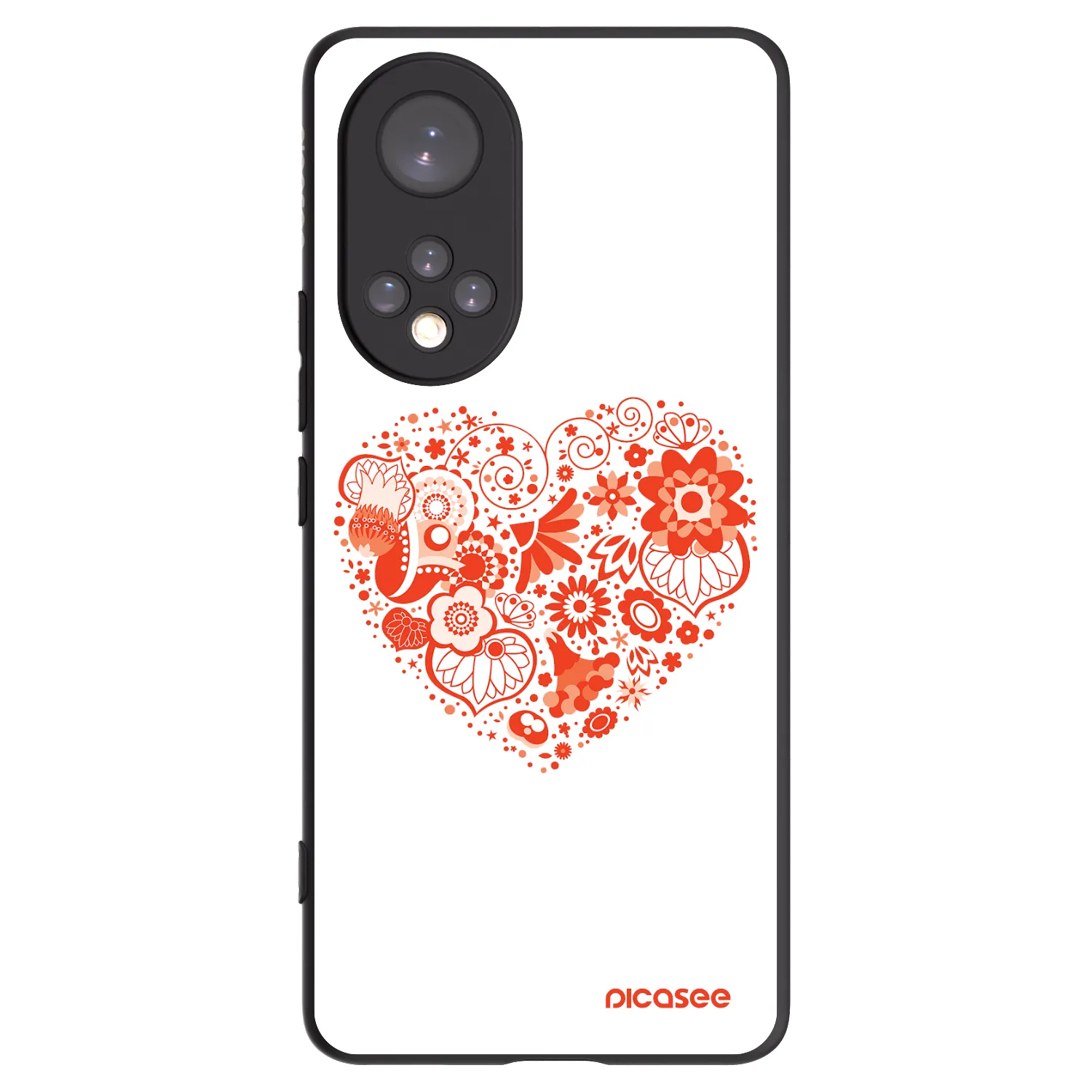 Picasee silikonowe czarne etui na Huawei Nova 9 - Big heart