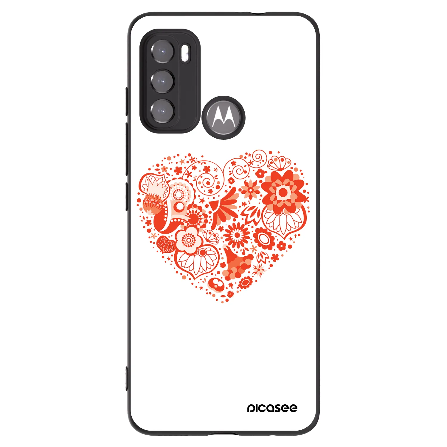 Picasee silikonowe czarne etui na Motorola Moto G60 - Big heart