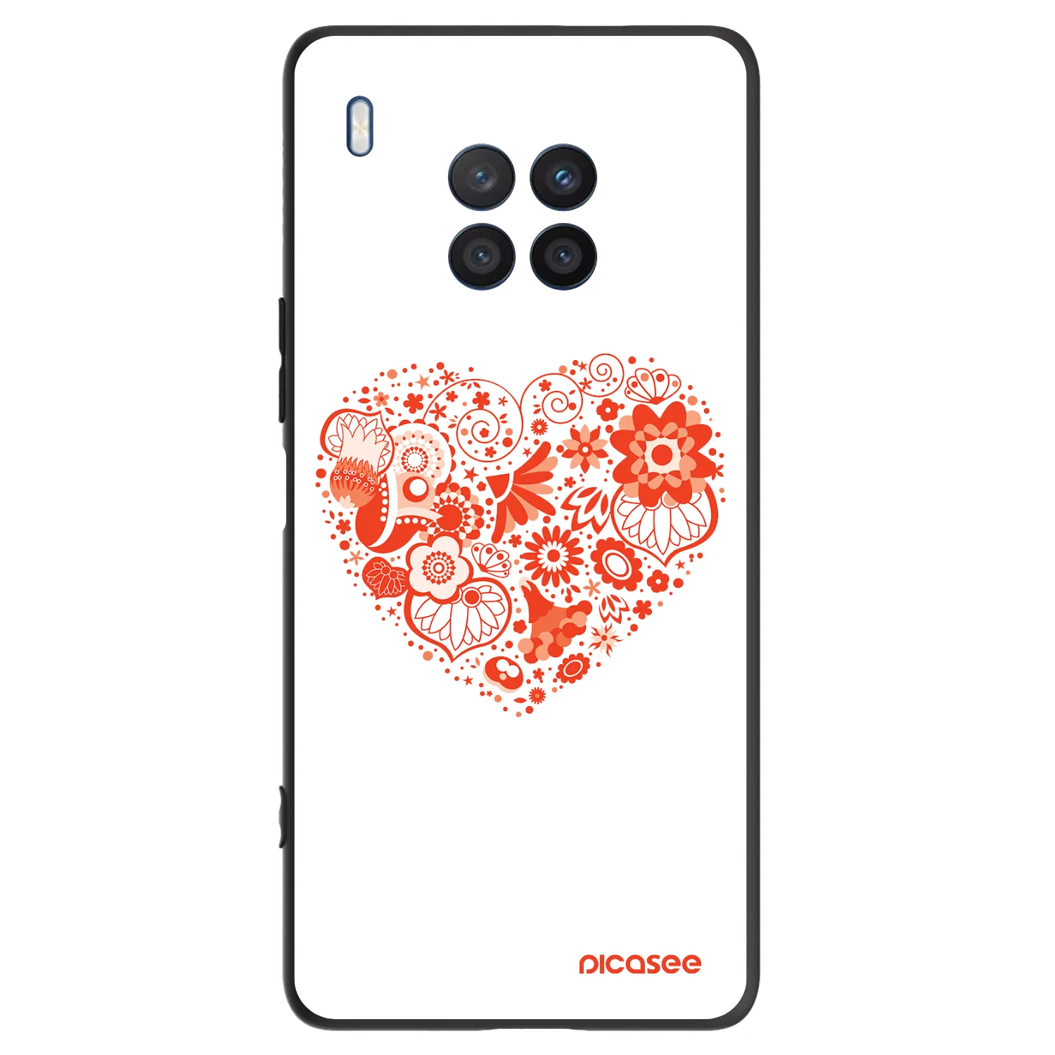Picasee silikonowe czarne etui na Honor 50 Lite - Big heart