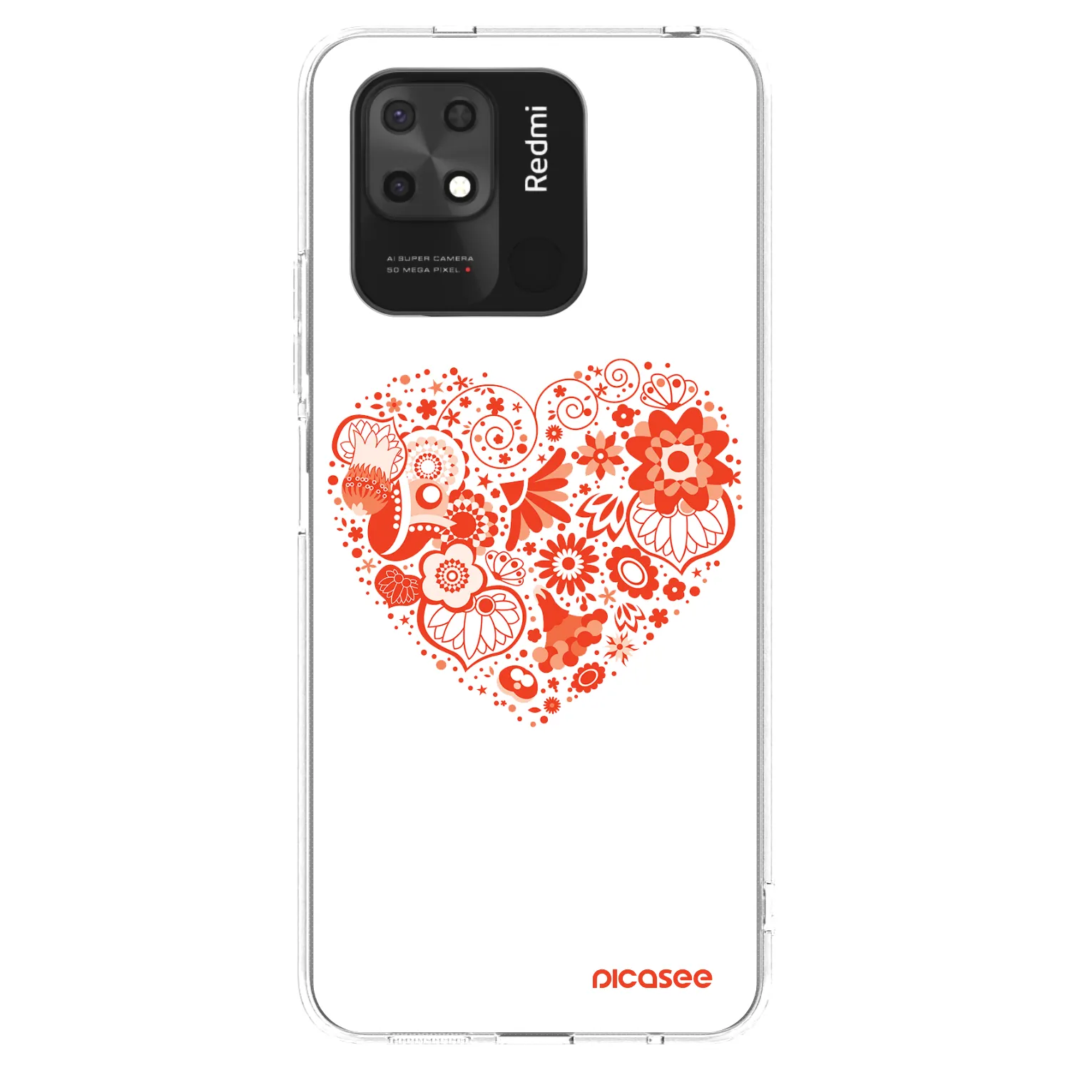 Picasee silikonowe przeźroczyste etui na Xiaomi Redmi 10C - Big heart