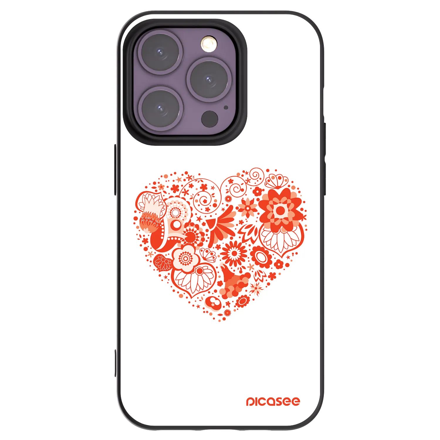Picasee silikonowe czarne etui na Apple iPhone 14 Pro - Big heart