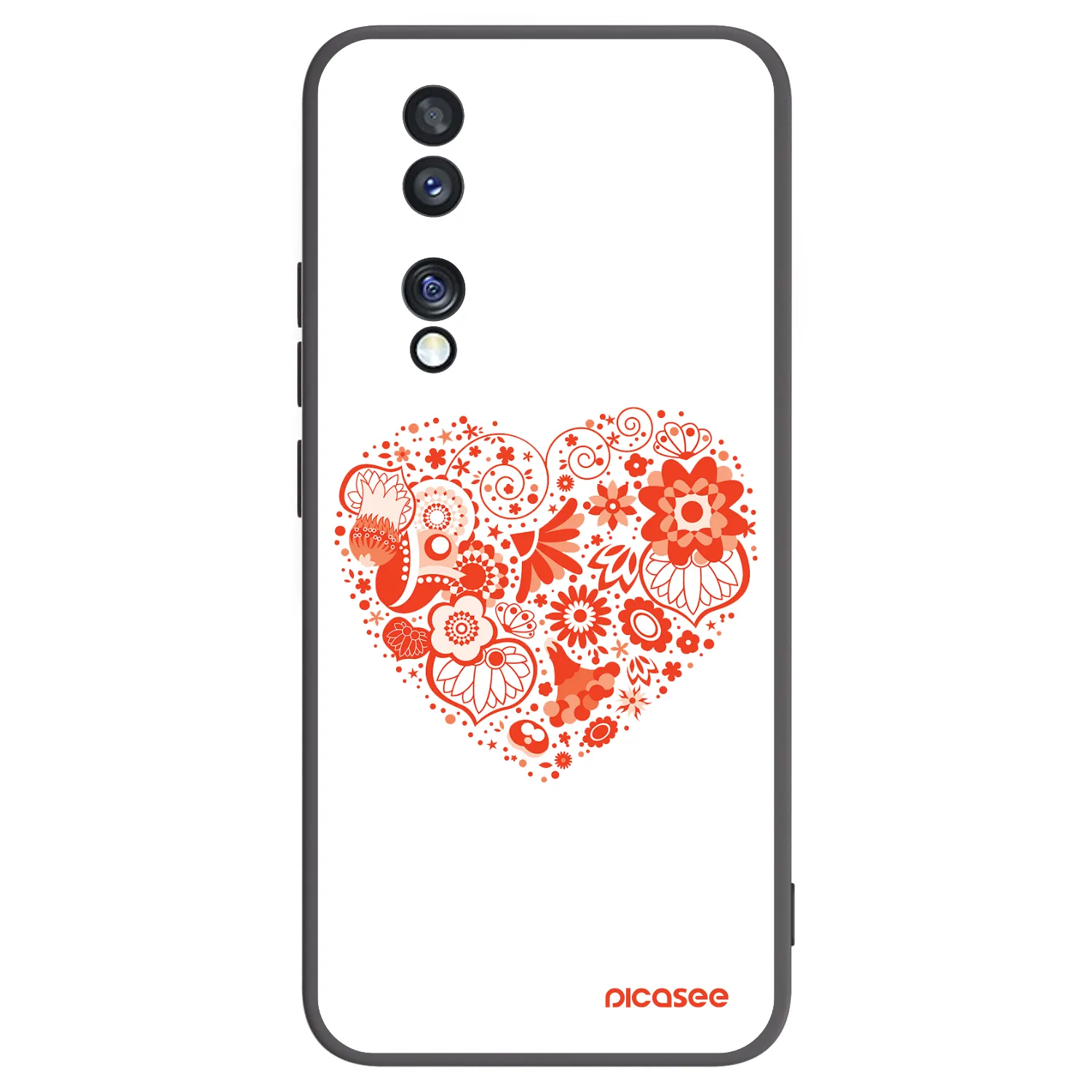 Picasee silikonowe czarne etui na Honor 70 - Big heart