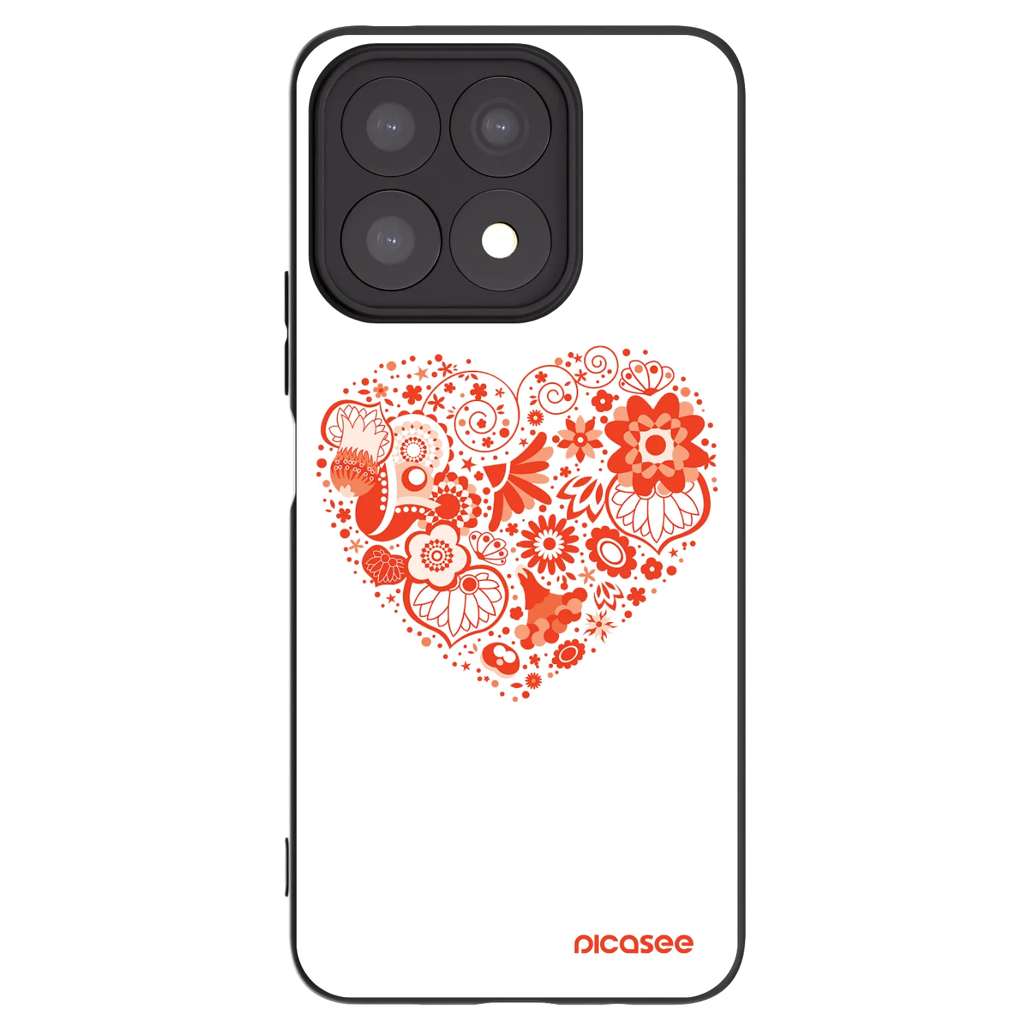 Picasee silikonowe czarne etui na Honor X8a - Big heart