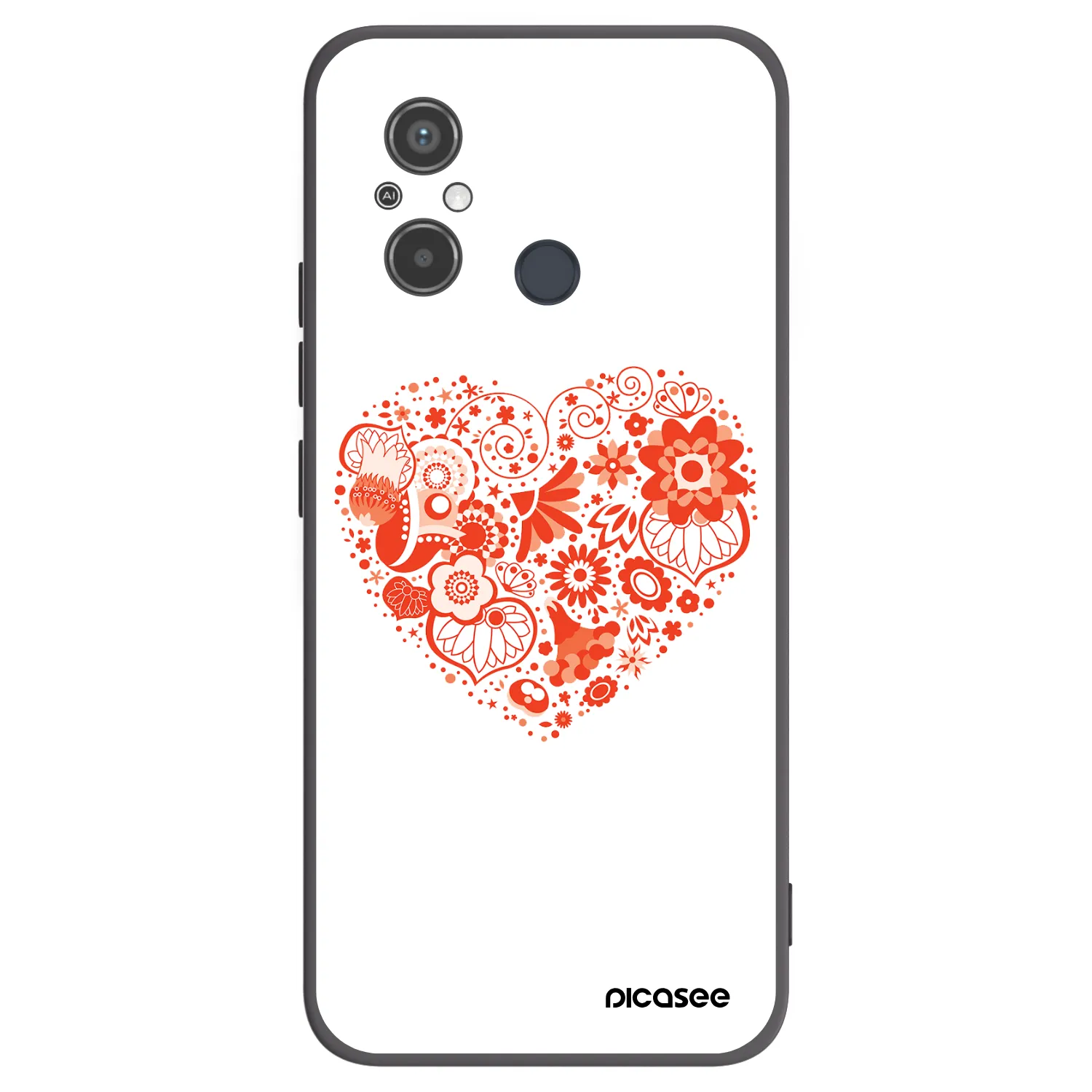 Picasee silikonowe czarne etui na Xiaomi Redmi 12C - Big heart