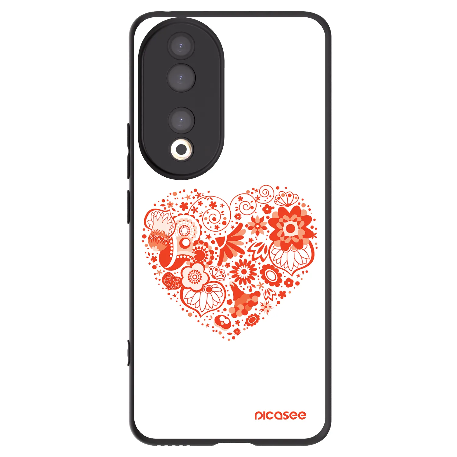 Picasee silikonowe czarne etui na Honor 90 5G - Big heart