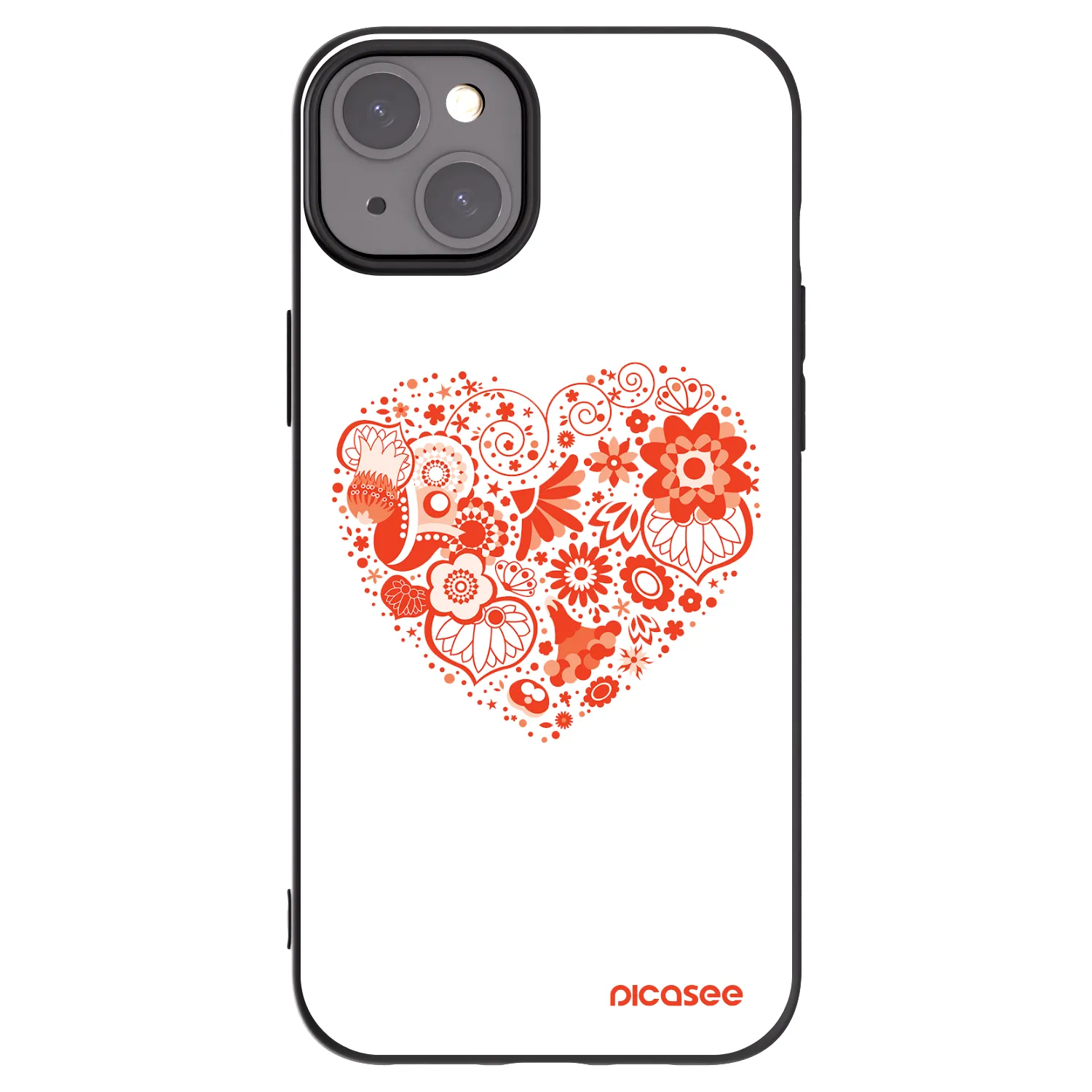 Picasee silikonowe czarne etui na Apple iPhone 15 Plus - Big heart