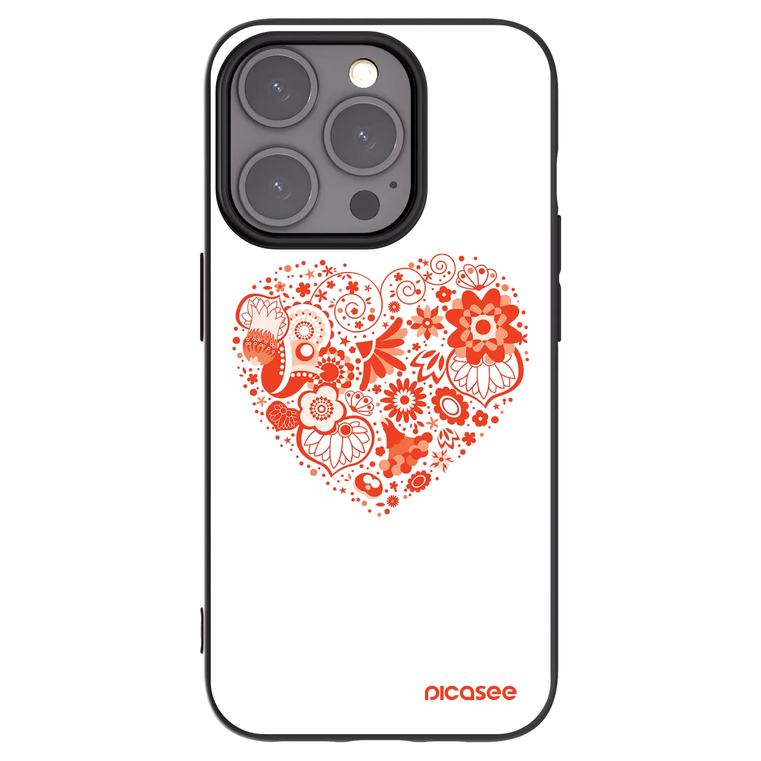 Picasee silikonowe czarne etui na Apple iPhone 15 Pro - Big heart