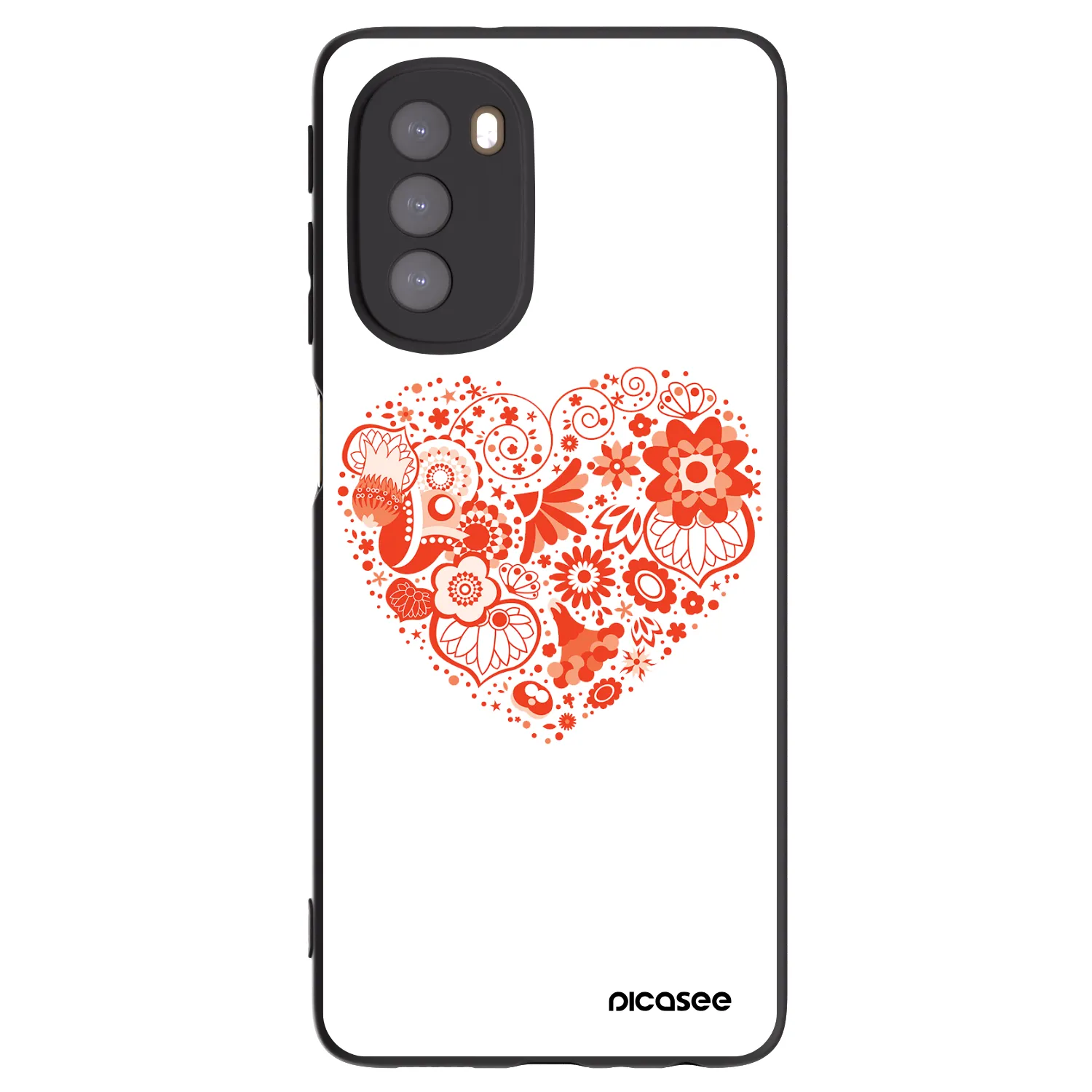 Picasee silikonowe czarne etui na Motorola Moto G51 - Big heart