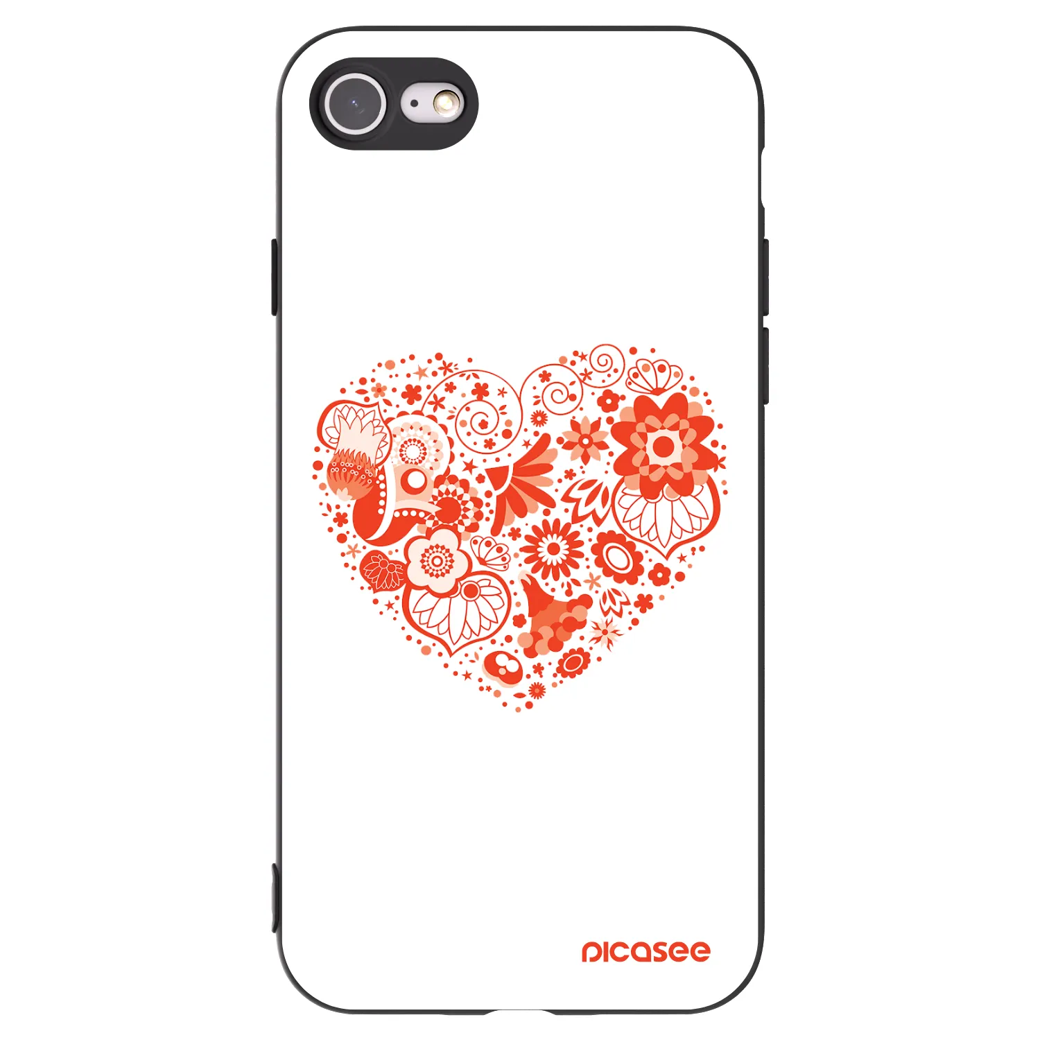 Picasee silikonowe czarne etui na Apple iPhone 7 - Big heart