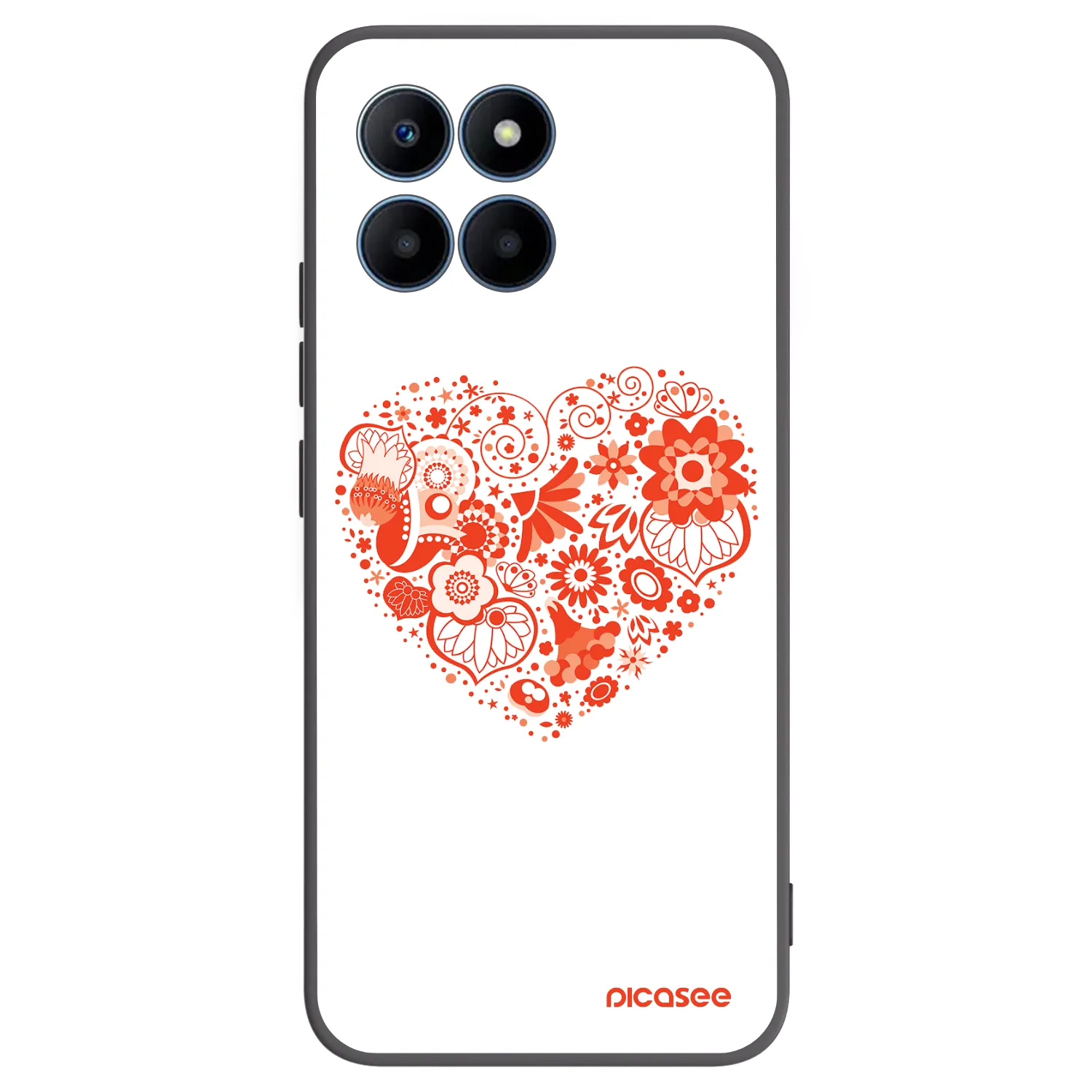 Picasee silikonowe czarne etui na Honor 70 Lite - Big heart