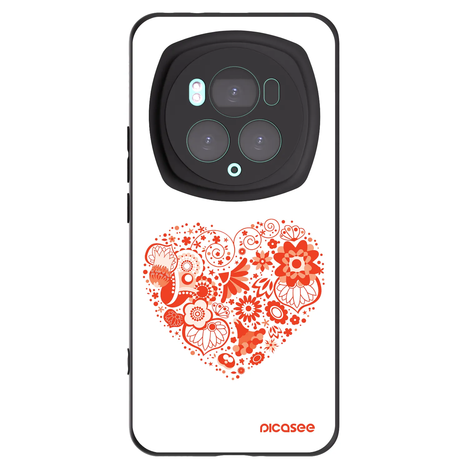 Picasee silikonowe czarne etui na Honor Magic6 Pro - Big heart