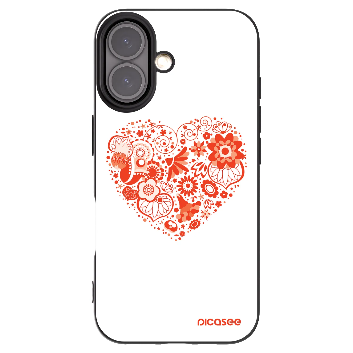 Picasee silikonowe czarne etui na Apple iPhone 16 - Big heart