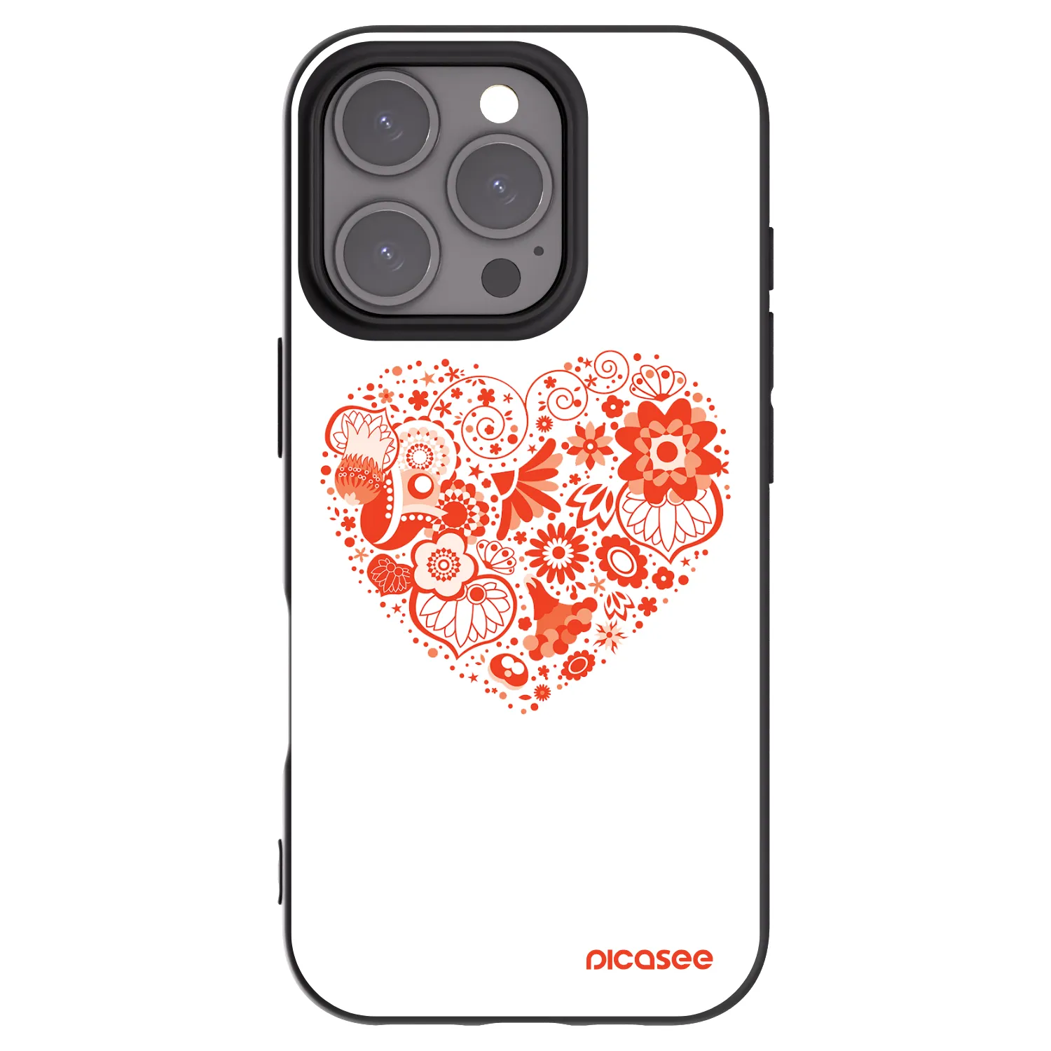 Picasee silikonowe czarne etui na Apple iPhone 16 Pro - Big heart