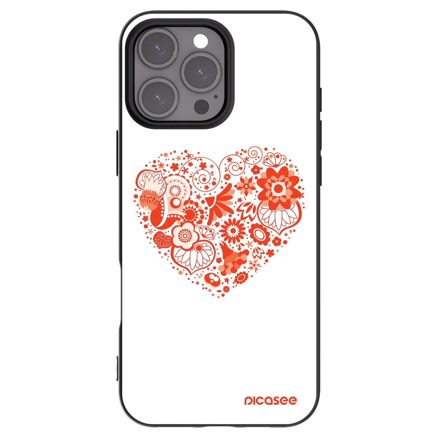 Picasee silikonowe czarne etui na Apple iPhone 16 Pro Max - Big heart