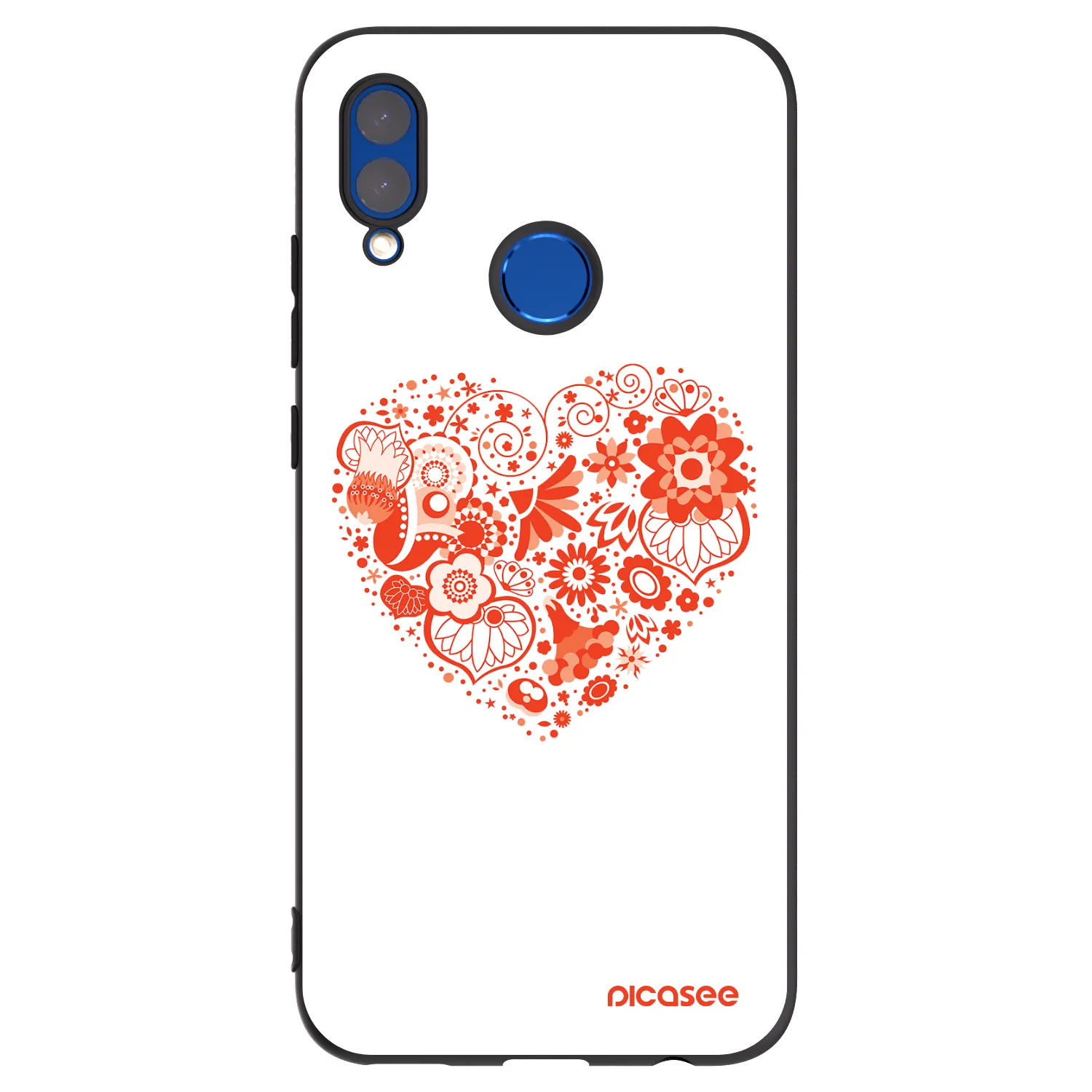 Picasee silikonowe czarne etui na Honor 10 Lite - Big heart