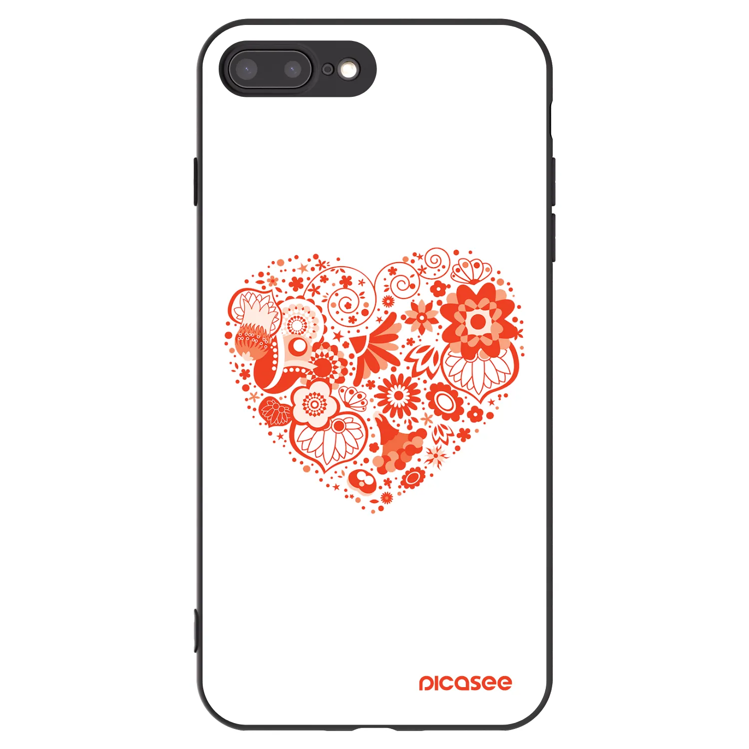 Picasee silikonowe czarne etui na Apple iPhone 7 Plus - Big heart
