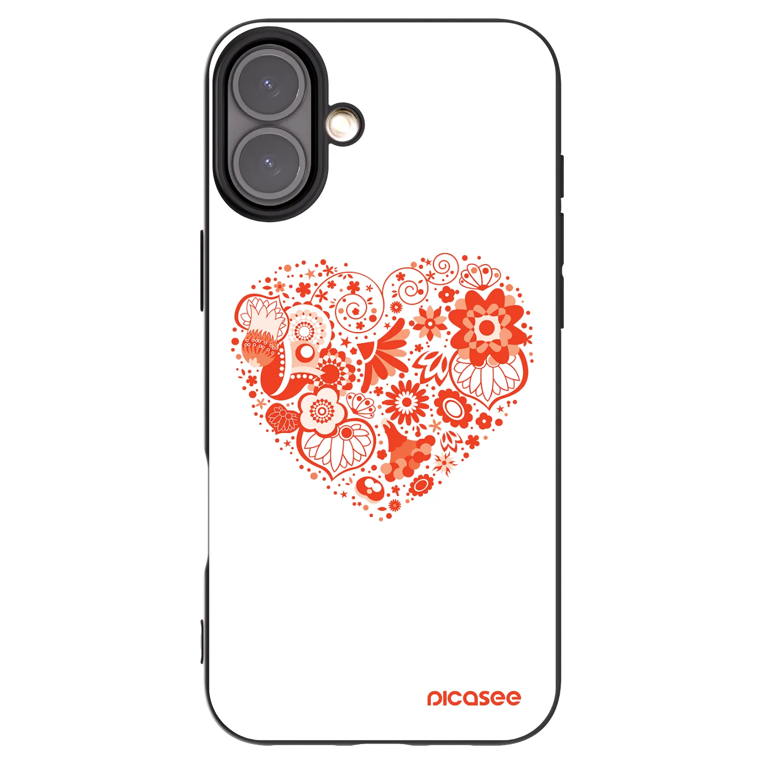 Picasee silikonowe czarne etui na Apple iPhone 16 Plus - Big heart