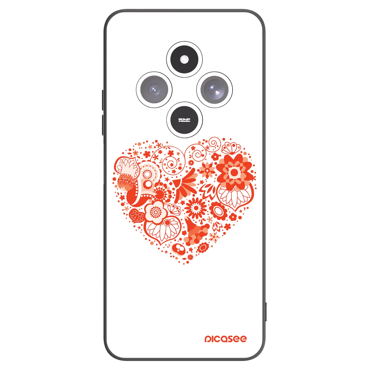 Picasee silikonowe czarne etui na Xiaomi Redmi 14C - Big heart