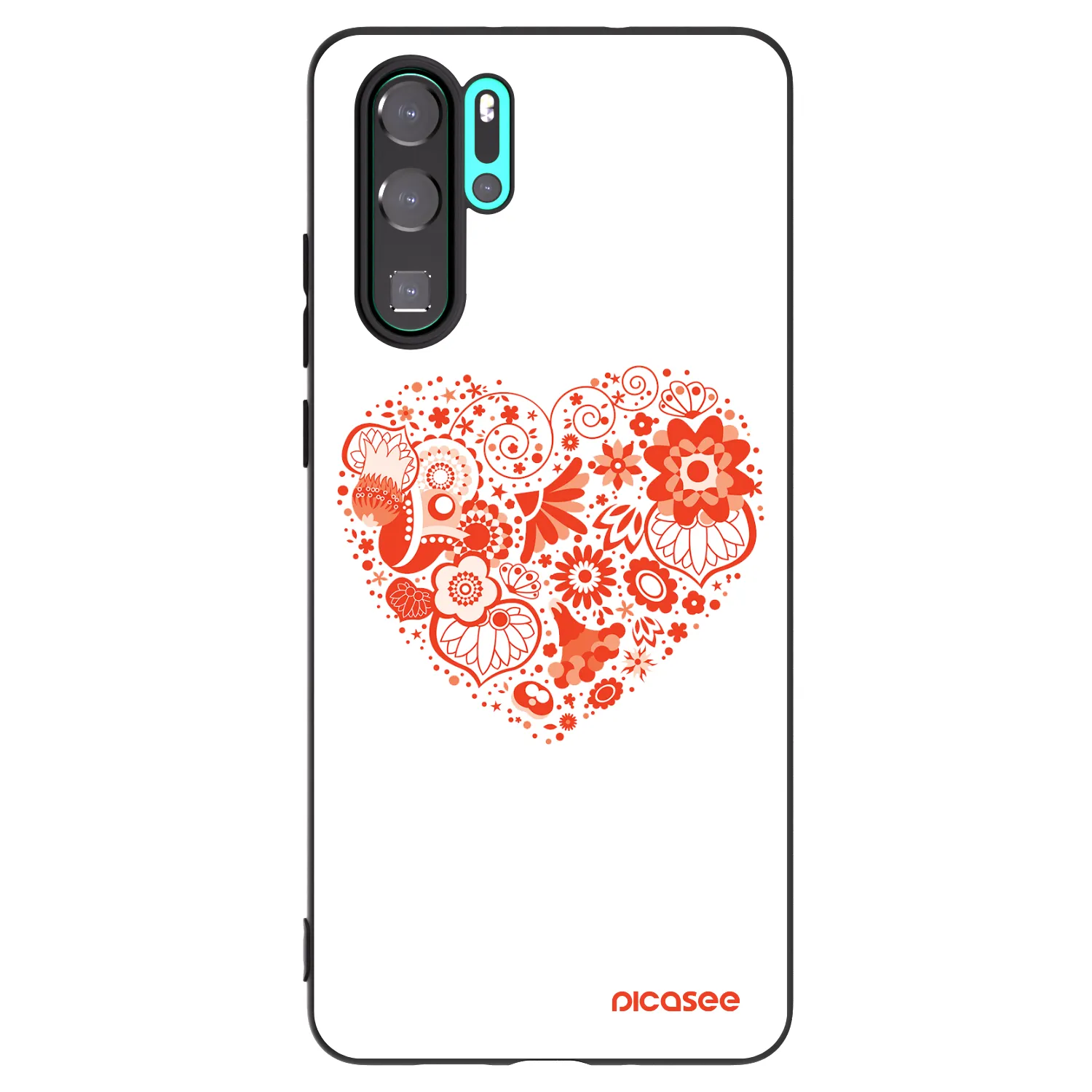 Picasee silikonowe czarne etui na Huawei P30 Pro - Big heart
