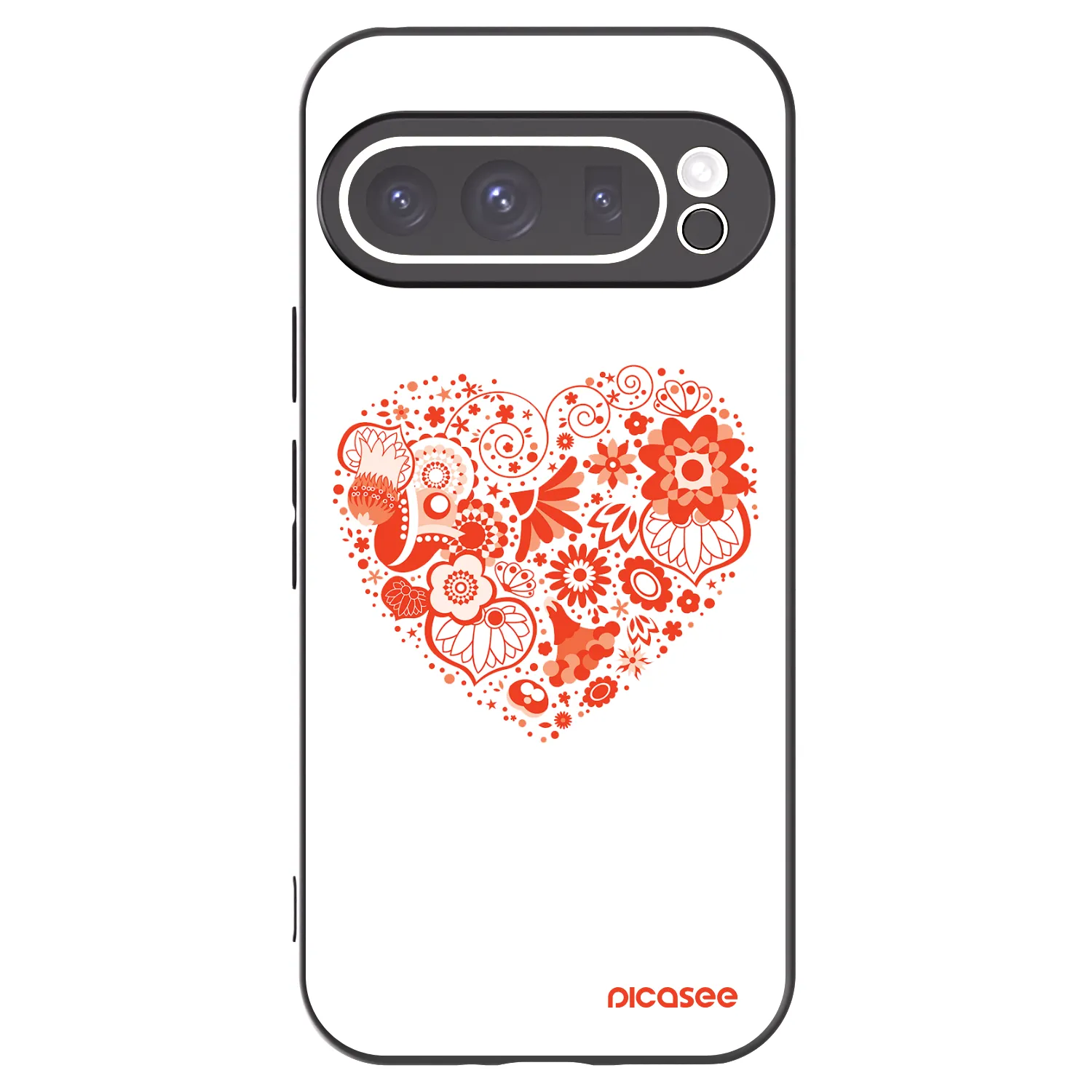 Picasee silikonowe czarne etui na Google Pixel 9 Pro - Big heart