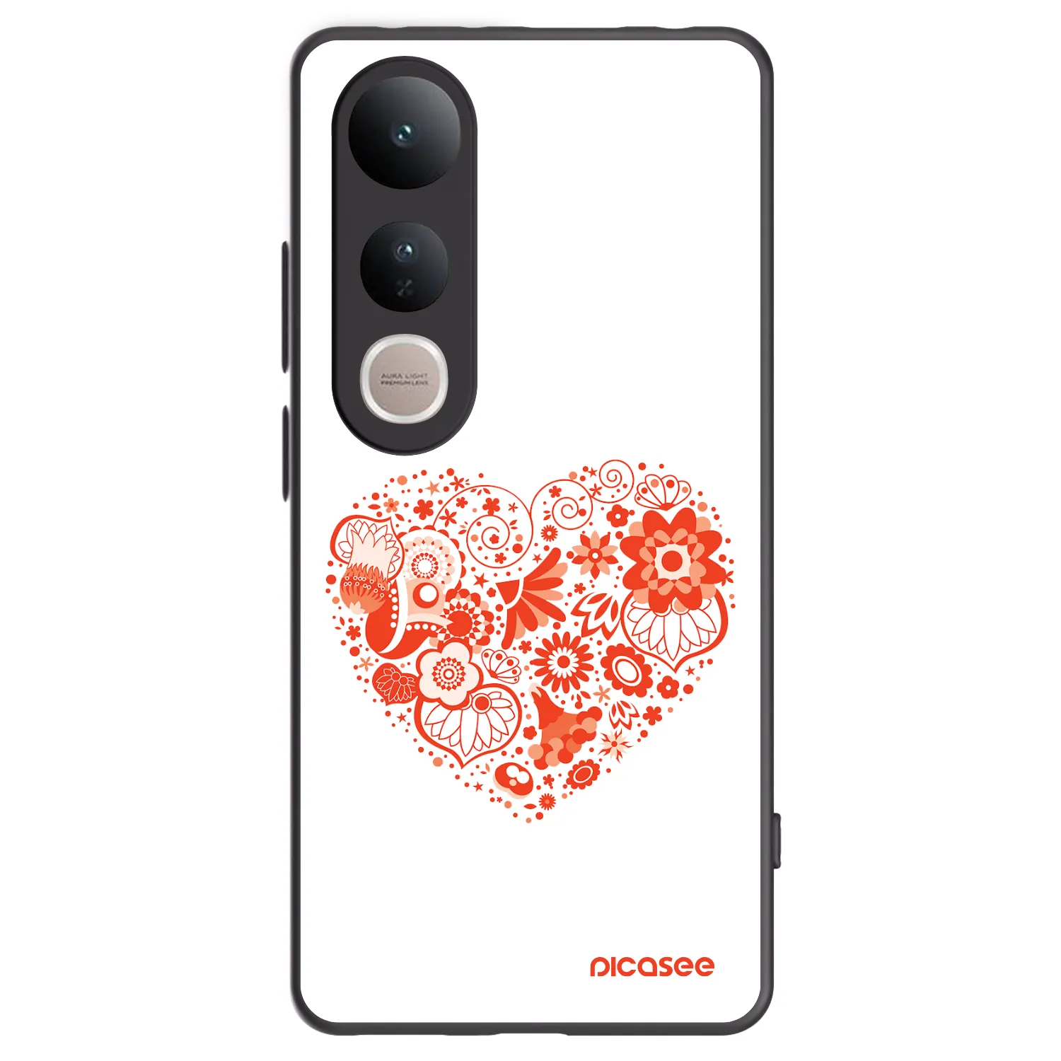 Picasee silikonowe czarne etui na Vivo V50 Lite 5G - Big heart