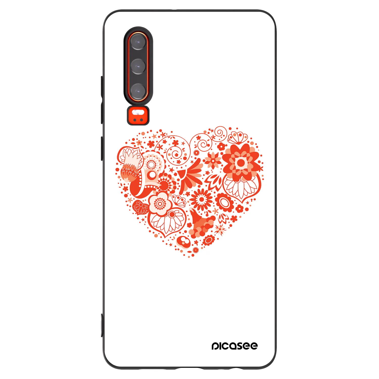 Picasee silikonowe czarne etui na Huawei P30 - Big heart