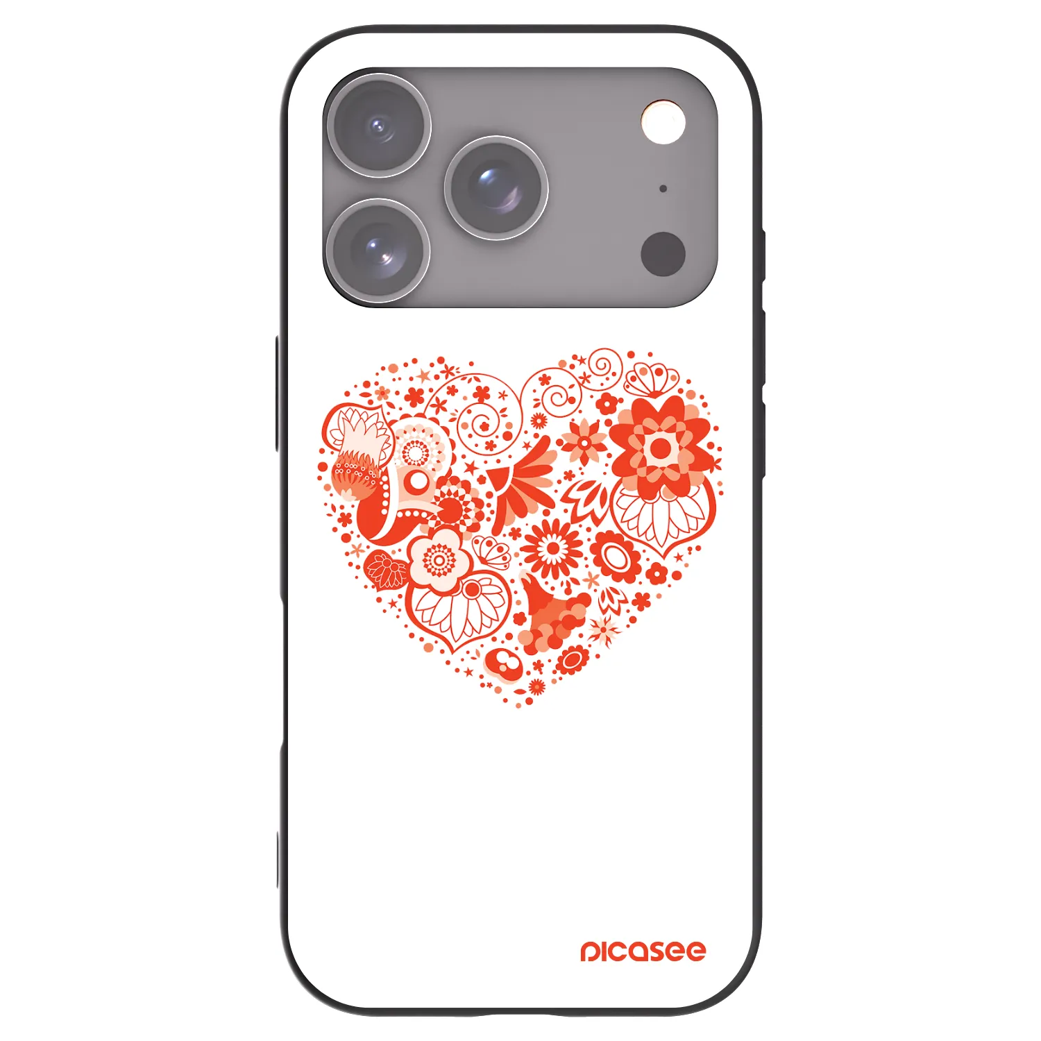 Picasee silikonowe czarne etui na Apple iPhone 17 Pro - Big heart