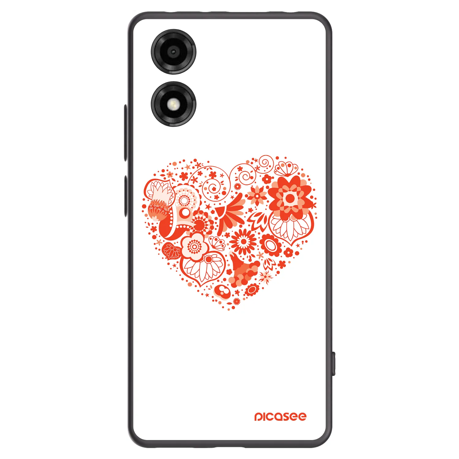 Picasee silikonowe czarne etui na Motorola Moto E14 - Big heart
