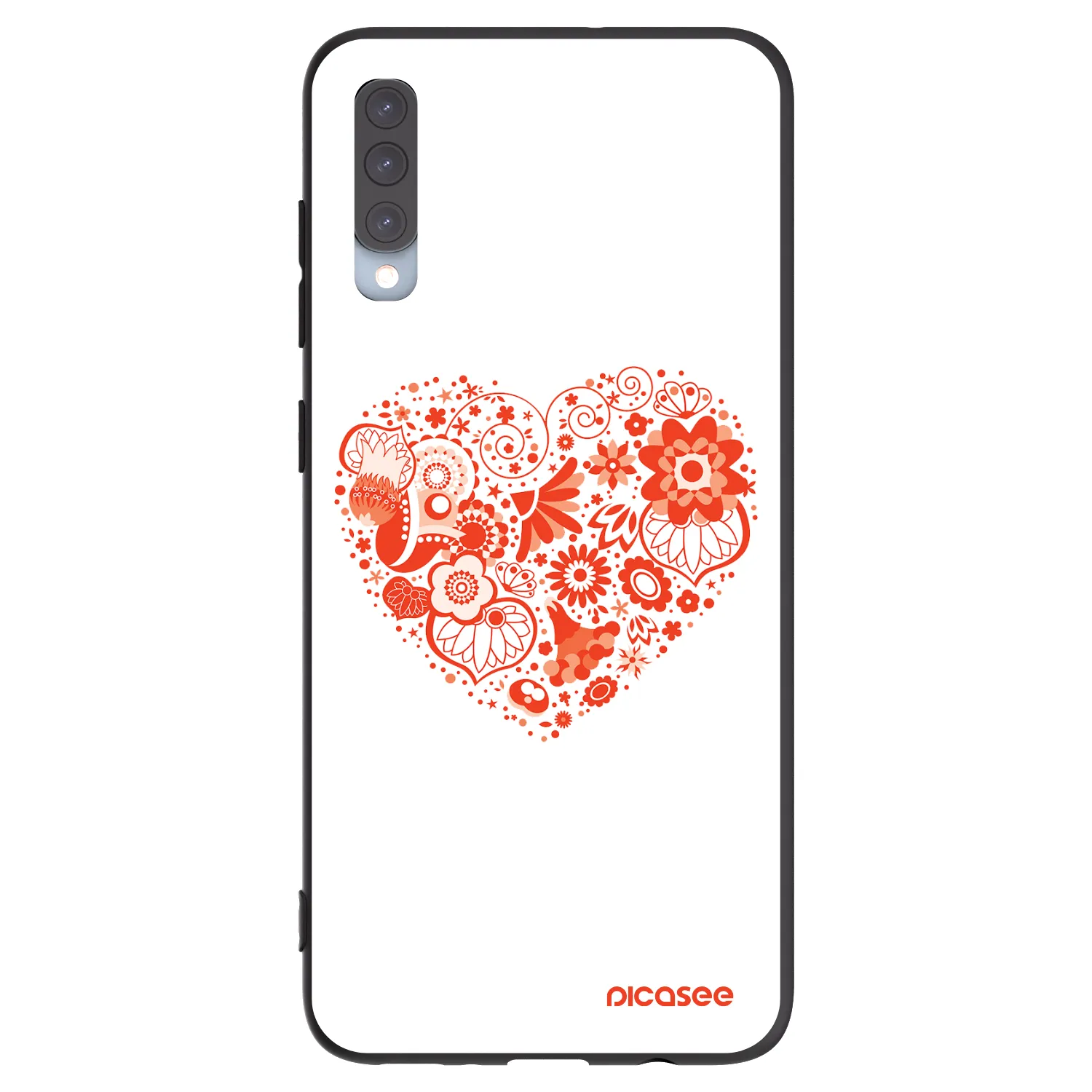 Picasee silikonowe czarne etui na Samsung Galaxy A70 A705F - Big heart