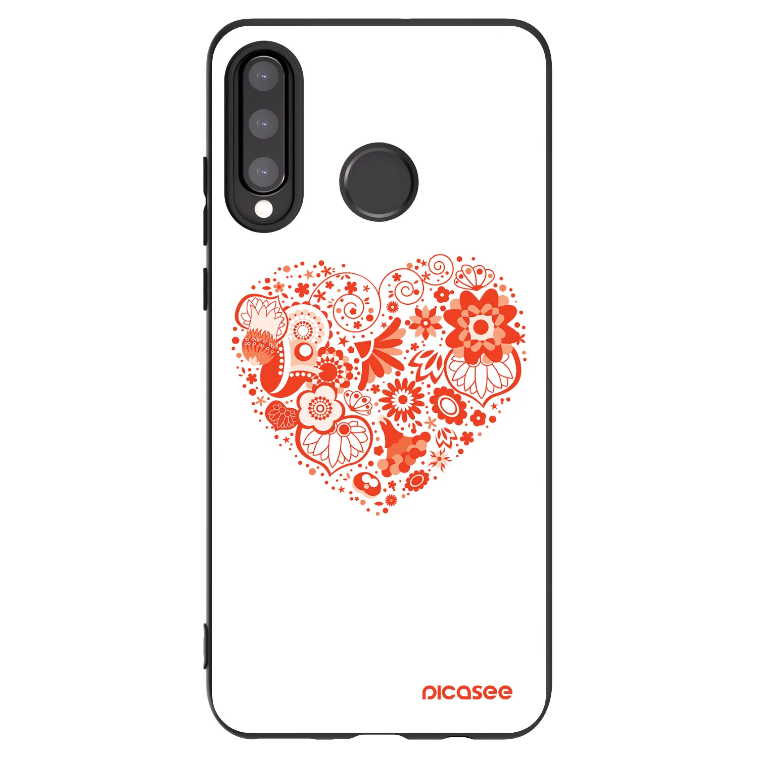 Picasee silikonowe czarne etui na Huawei P30 Lite - Big heart