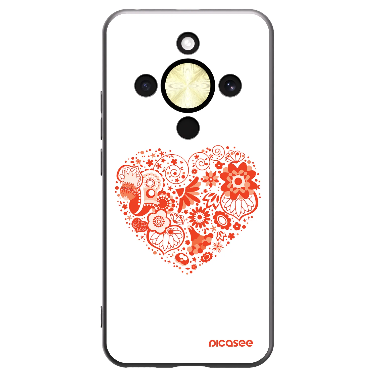 Picasee silikonowe czarne etui na Honor Magic8 Lite 5G - Big heart