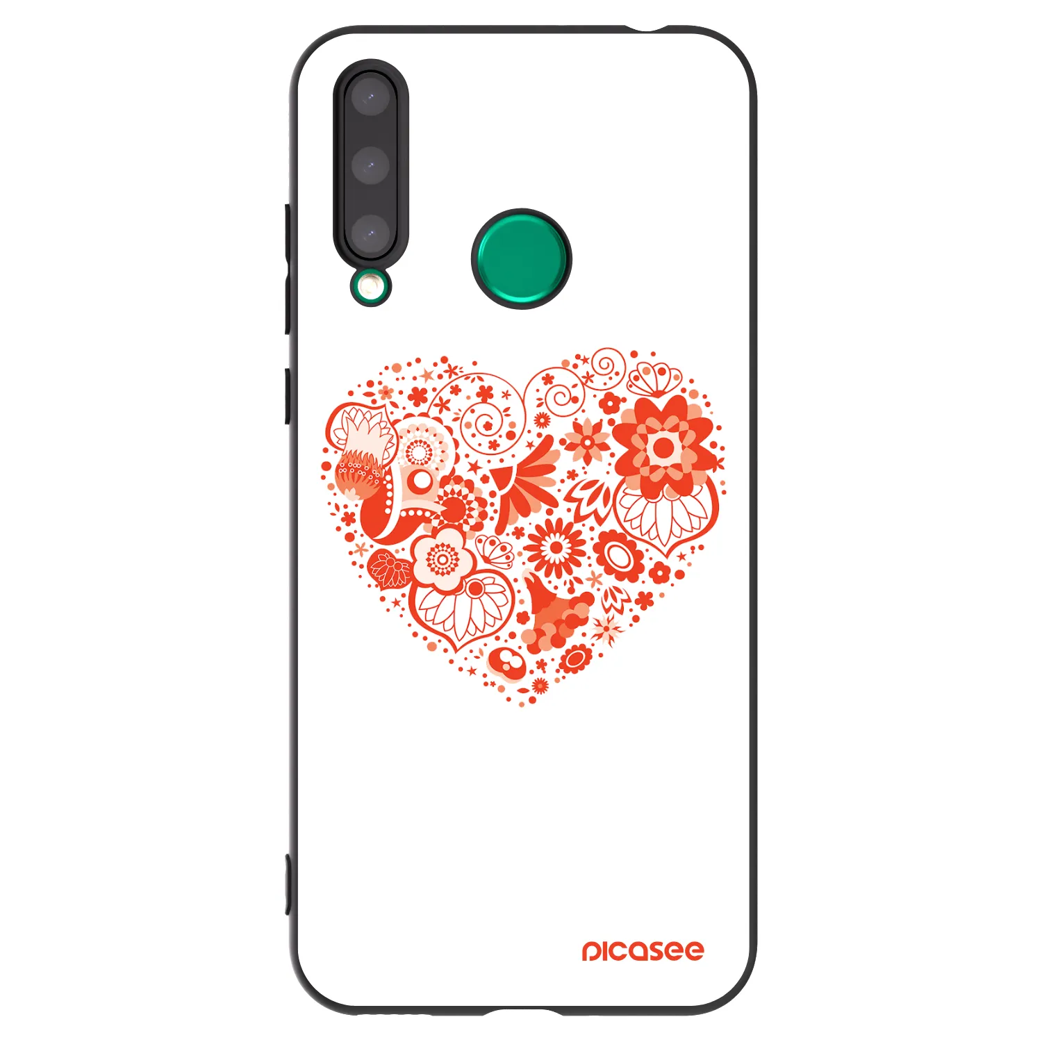 Picasee silikonowe czarne etui na Honor 20 Lite - Big heart