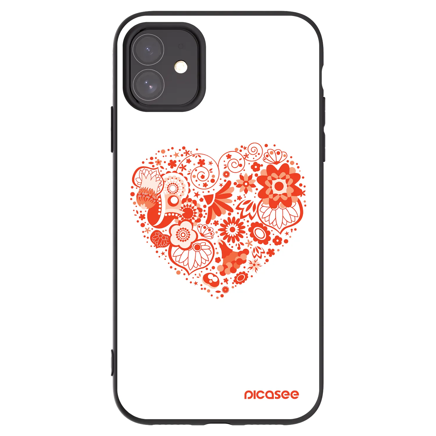 Picasee silikonowe czarne etui na Apple iPhone 11 - Big heart