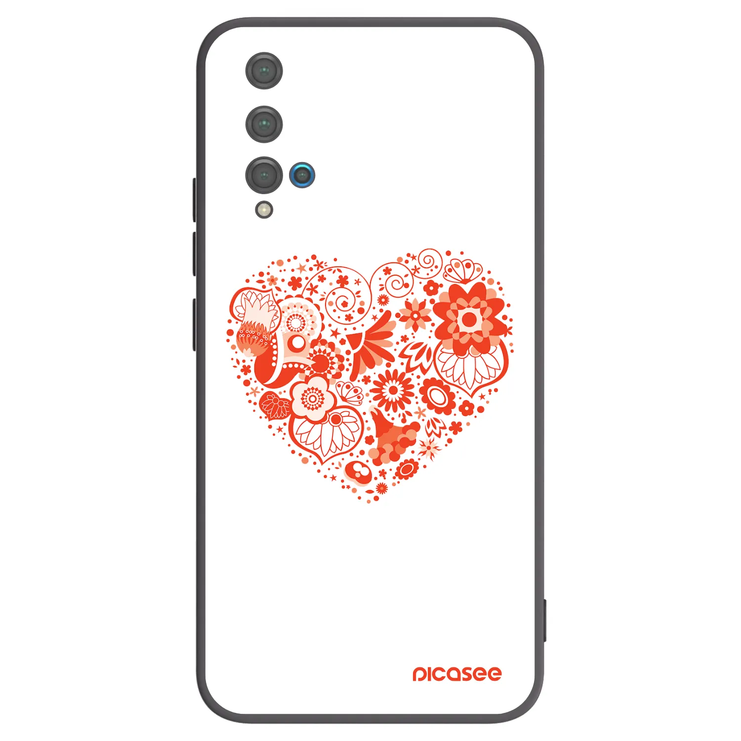 Picasee silikonowe czarne etui na Huawei Nova 5T - Big heart