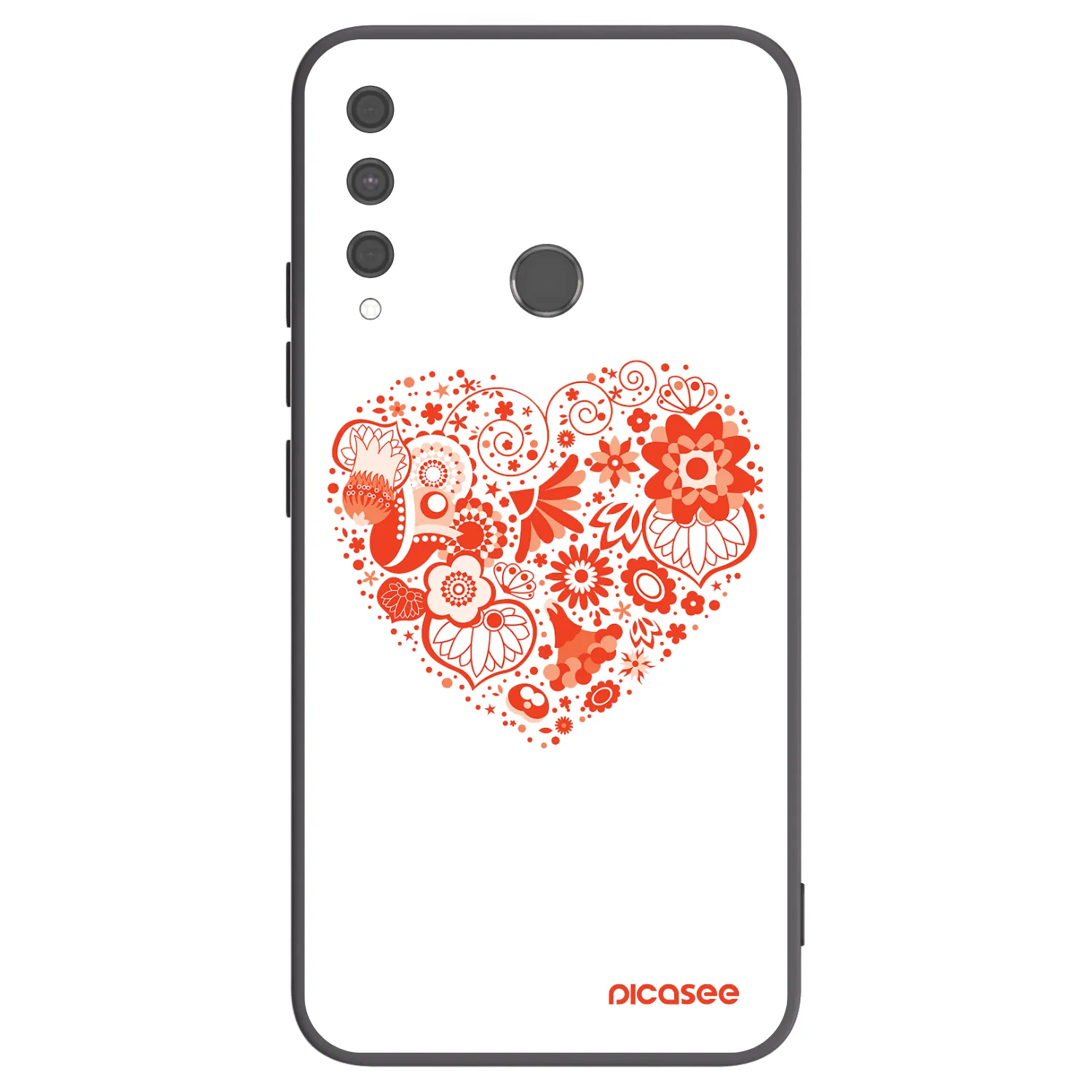 Picasee silikonowe czarne etui na Huawei P40 Lite E - Big heart
